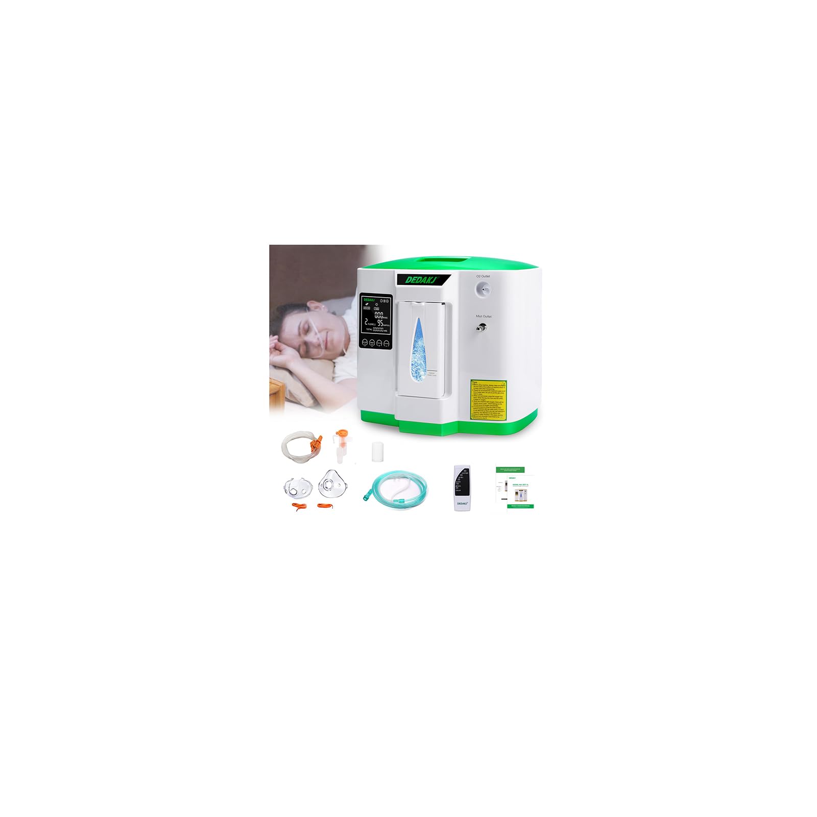 DEDAKJ Oxygen Machine 2-9L / min, 30%-90%, with Remote Control